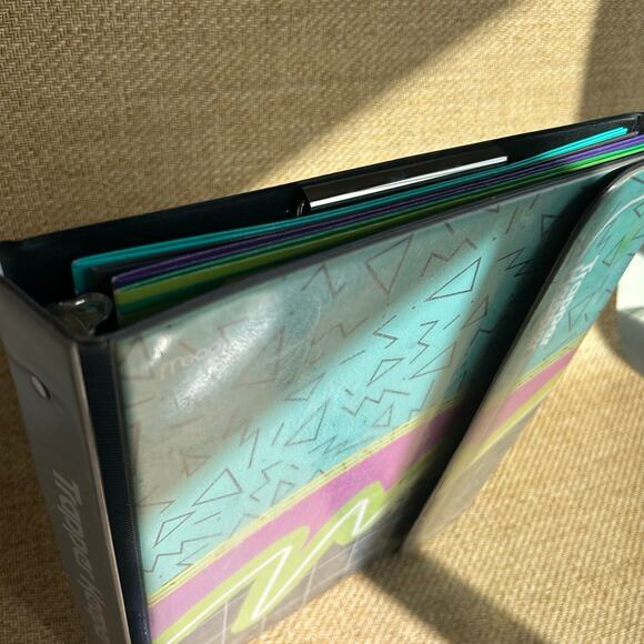 Mead Trapper Keeper Binder Retro Geometric Design 2000s with Folders - Picture 4 of 14